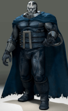 The Apocalypse that appears in the X-Men Legends 2 video game. He is presented as a stocky, pale skinned man wearing heavy, dull blue armor, and a tattered blue cape.