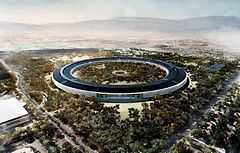 Apple Campus 2 illustration of the large circular building