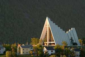 Arctic Cathedral illuminated by the midnight sun