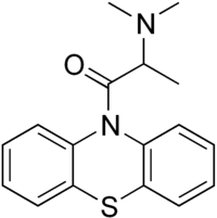 Skeletal formula of dimethylaminopropionylphenothiazine