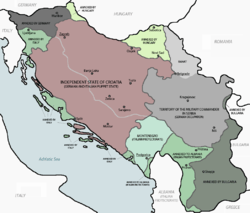 Map showing the occupation and partition of Yugoslavia in 1941