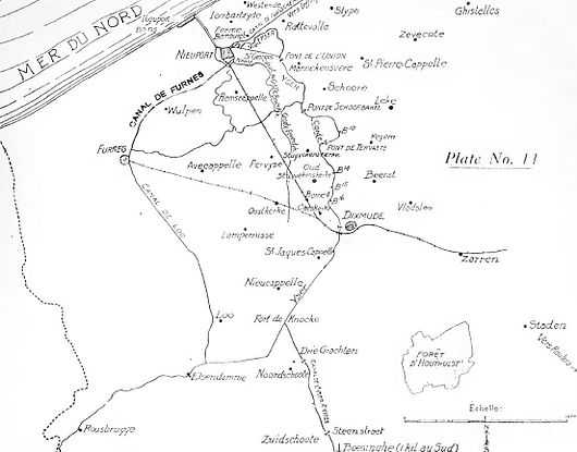 Fort de Knocke is shown on a World War I era map.