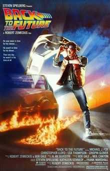 The poster shows a teenaged boy coming out from a nearly invisible DeLorean with lines of fire trailing behind. The boy looks astonishingly at his wristwatch. The title of the film and the tagline "He was never in time for his classes... He wasn't in time for his dinner... Then one day... he wasn't in his time at all" appear at the extreme left of the poster, while the rating and the production credits appear at the bottom of the poster.