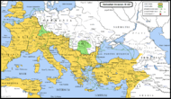 Map of the barbarian invasions against the Roman Empire