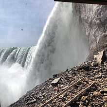 from a platform behind the falls.