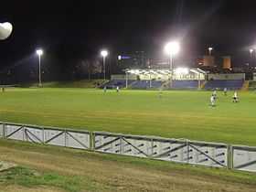 View of an evening match at UCD's football stadium