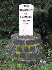 Turnpike marker 1852 showing south-west boundary of Ely
