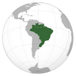 Map of South America with the Empire of Brazil highlighted in green
