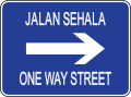 Brunei road sign - One Way Street (rightward).svg