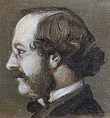 Profile portrait painting of William Burges