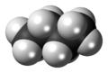 Space-filling model of the butane molecule