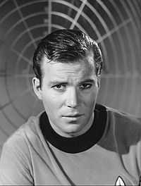 A photograph of William Shatner as Captain James T. Kirk in 1966