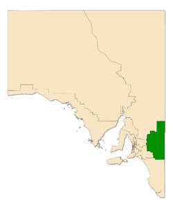 Map of South Australia with the electoral district of Chaffey highlighted