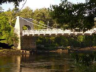 The Chain Bridge, or Essex-Merrimac Bridge, as it crosses the Merrimack between Newburyport and Amesbury, Massachusetts.