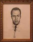 Framed sketch of African-American man with medal of honor