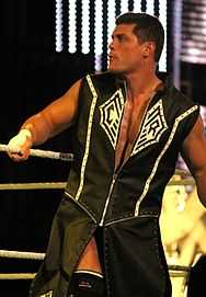 A Caucasian male adult wearing various wrestling attires.