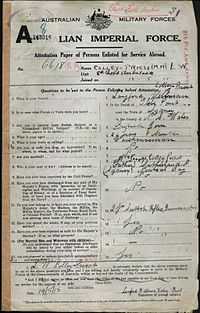 Colley-Priest's enlistment paper