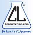 The phrase "ConsumerLab.com: Be Sure It's CL Approved" in a black and blue font, ConsumerLab.com's current corporate logo.