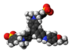 Space-filling model of the Coomassie Brilliant Blue R-250 molecule