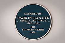 Designed by David Evelyn Nye, Cinema architect, 1906-1986, for Shipman & King 1938