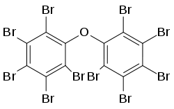 Skeletal formula of decabromodiphenyl ether