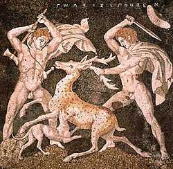 Stag Hunt Mosaic, possibly depicting Alexander the Great, Pella, Greece, 4th century BC.