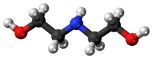 Ball-and-stick model of the diethanolamine molecule