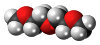 Space-filling model of the diglyme molecule