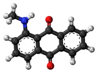 Ball-and-stick model of the disperse Red 9 molecule