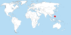 Map showing the range of the Luzon montane forest mouse on global scale