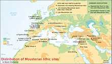 Geographical distribution of Mousterian sites