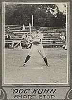 Yearbook photo of Kuhn at the plate