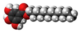 Space-filling model of the dodecyl gallate molecule