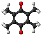 Ball-and-stick model of the duroquinone molecule