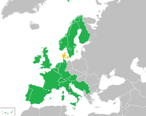 A coloured map of the countries of Europe