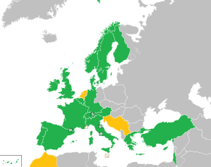 A coloured map of the countries of Europe