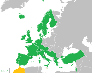 A coloured map of the countries of Europe