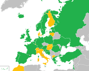 A coloured map of the countries of Europe