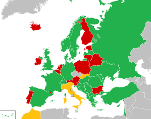 A coloured map of the countries of Europe