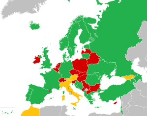 A coloured map of the countries of Europe