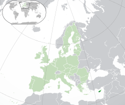 Map showing Cyprus in Europe