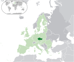 Map showing the Czech Republic in Europe