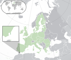 Map showing Gibraltar in Europe
