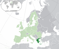 Map showing Greece in Europe