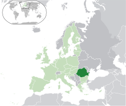 Map showing Romania in Europe