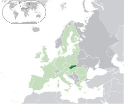 Map showing Slovakia in Europe