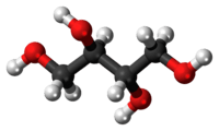 Ball-and-stick model of the erythritol molecule