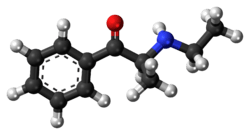 Ball-and-stick model of the ethcathinone molecule