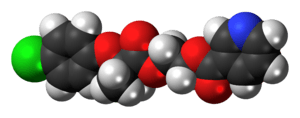 Space-filling model of the etofibrate molecule