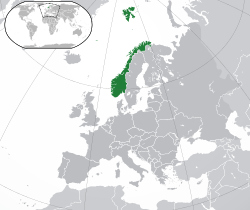Map showing Norway in Europe